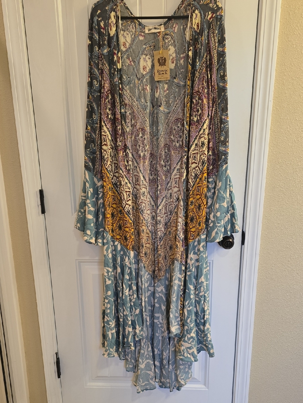 The Rustic Rack Floral Paisley Top in Dusty Blue